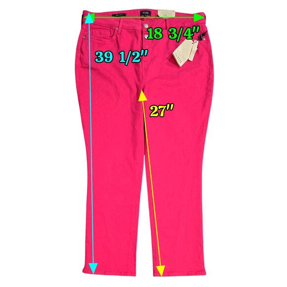 NYDJ NWT Big Pink Sheri Slim Double Button Fly Ankle Jeans Barbie MFOZSA2827 - Picture 2 of 10